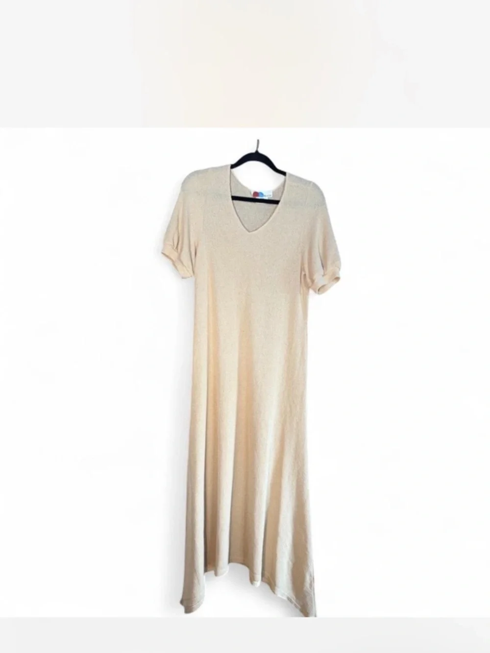 Free People Beach Midi Dress M Neutral Ribbed Boho Coastal Minimalist - Picture 2 of 4